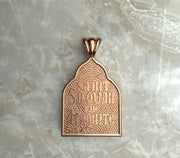 Saints of Christ Orthodox Icon Jewelry – Basilica (Pointed Dome - Shaped) pendant of the Saint Silouan the Athonite in rose gold or plated rose gold. (Back Side)