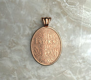 Saints of Christ Orthodox Icon Jewelry – Ovale (Oval - Shaped) pendant of the Saint Luke the Surgeon in rose gold or plated rose gold. (Back Side)