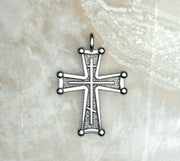 Saints of Christ Jewelry's Sinai Cross with a three bar inlay. In white gold or silver.