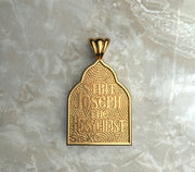 Saints of Christ Orthodox Icon Jewelry – Basilica (pointed Dome - Shaped) pendant of the Saint Joseph the Hesychast in yellow gold or plated yellow gold. (Back Side)